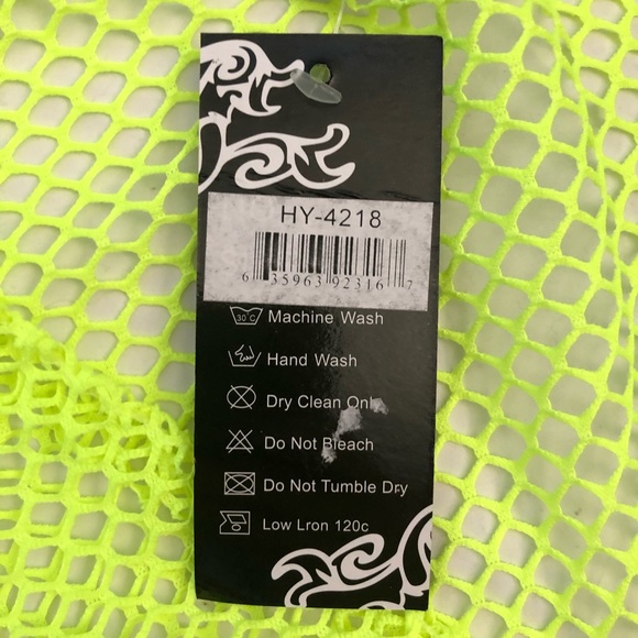 3/$15 Hots-Wing Neon Yellow Mesh Swim Coverup NWT - Picture 5 of 5